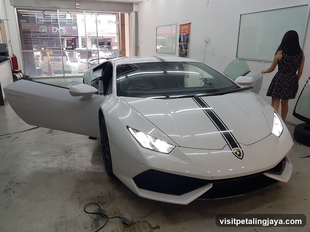 White Lamborghini in Workshop