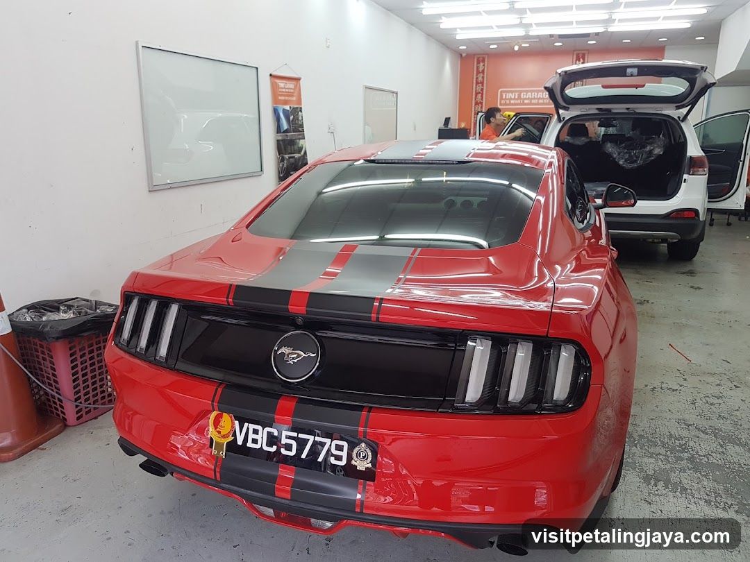 Red Mustang in Workshop