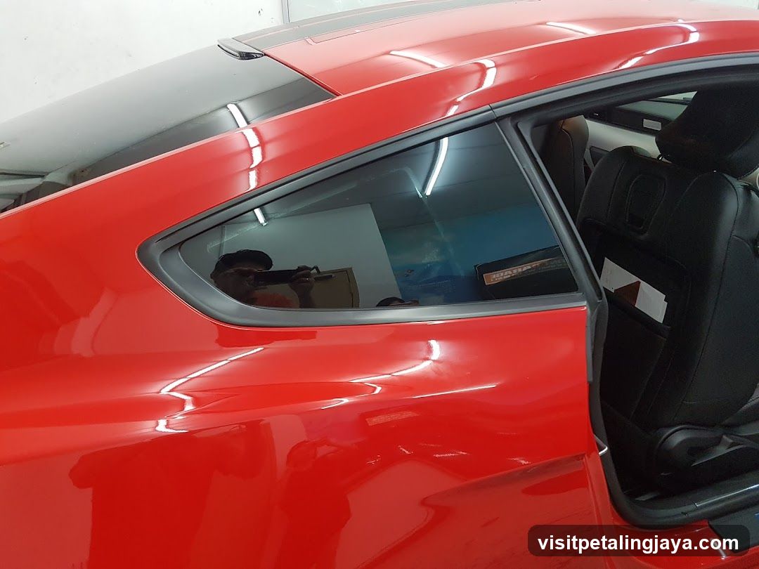 Red car interior and exterior view