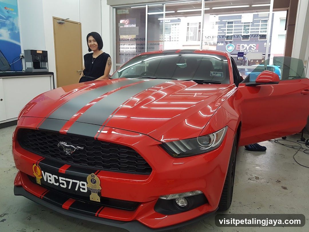 Red Mustang in Workshop