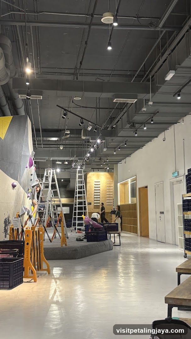 Indoor climbing gym interior