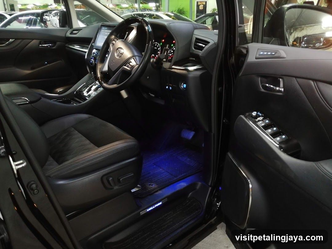 Car Interior with Blue Ambient Lighting