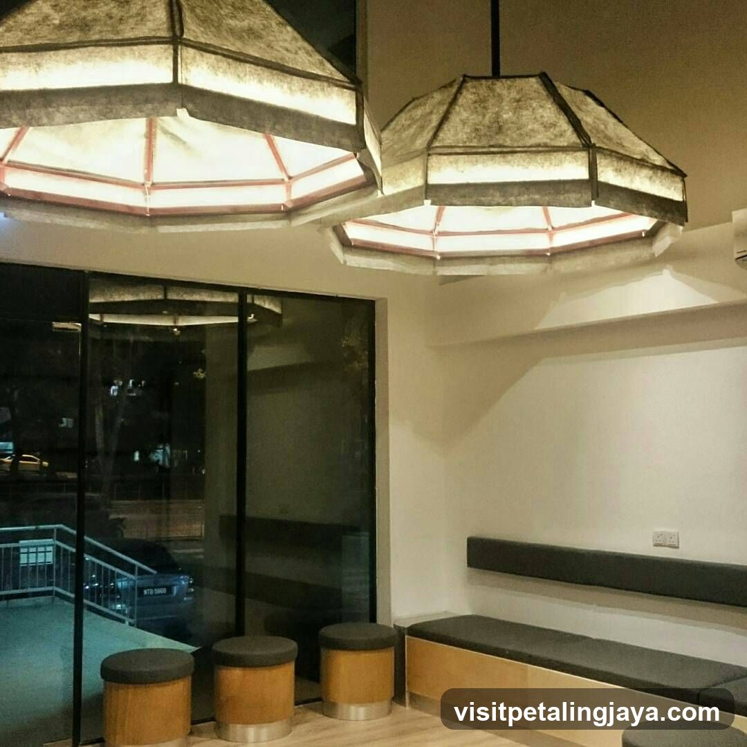 Interior Lounge Area with Pendant Lighting