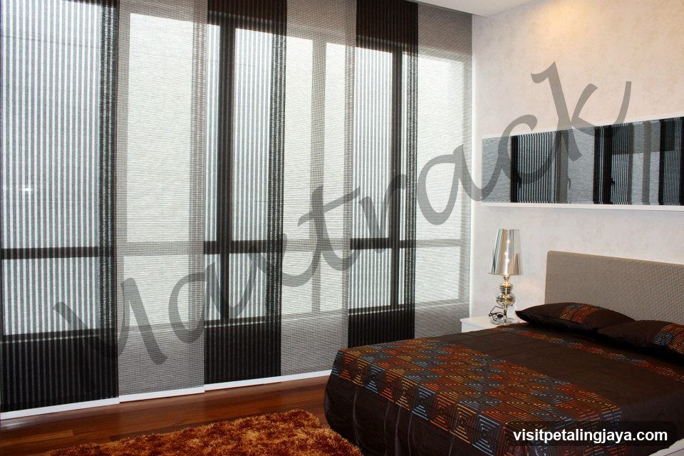 Modern Bedroom Interior with Window Treatments