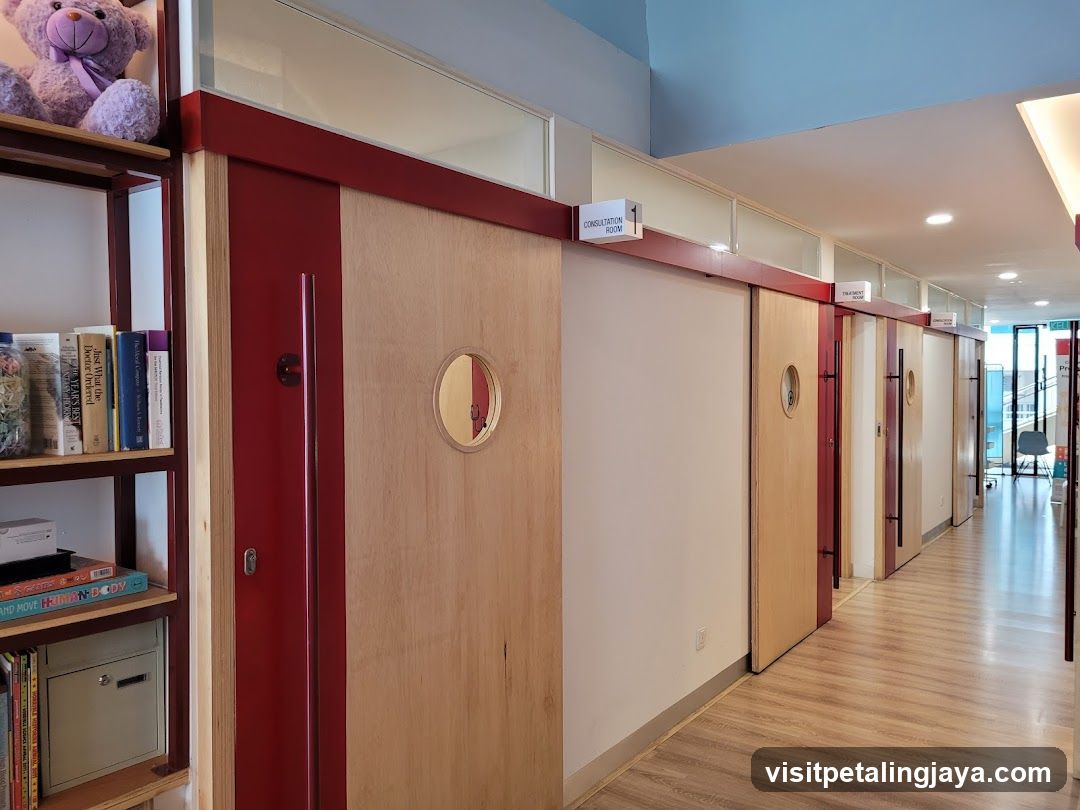 Interior Hallway with Bookshelves and Doors