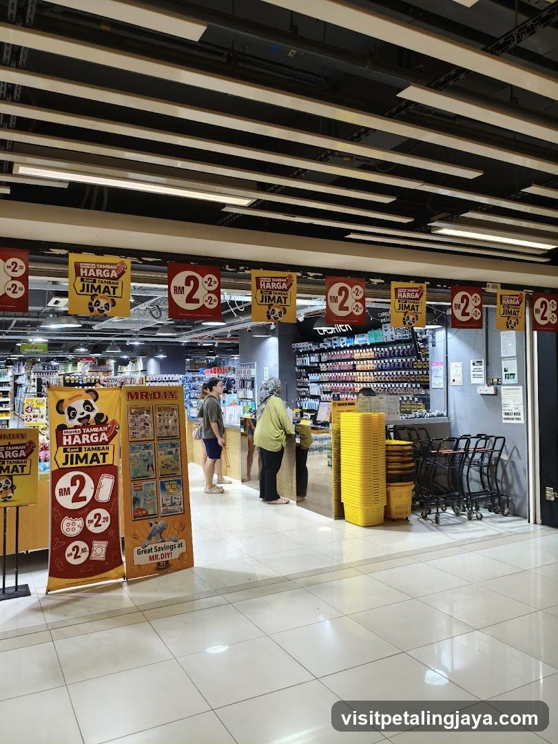 Grocery Store Interior with Promotional Banners