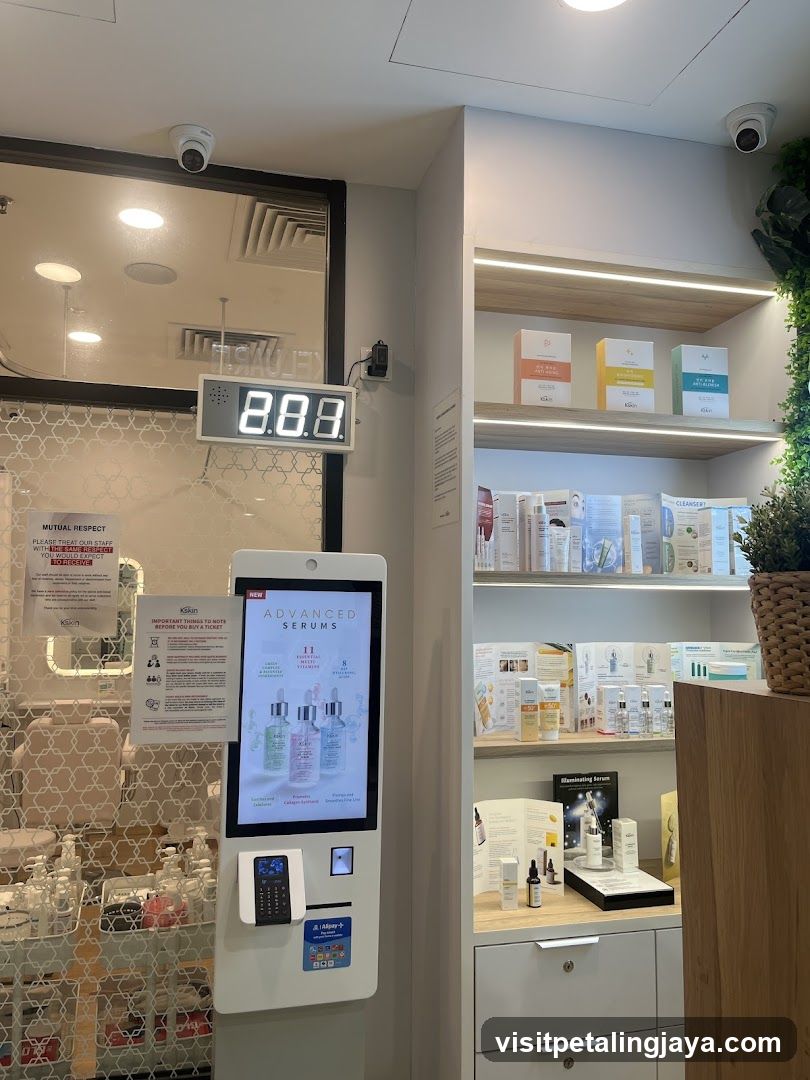 Beauty Store Interior with Self-Checkout Kiosk