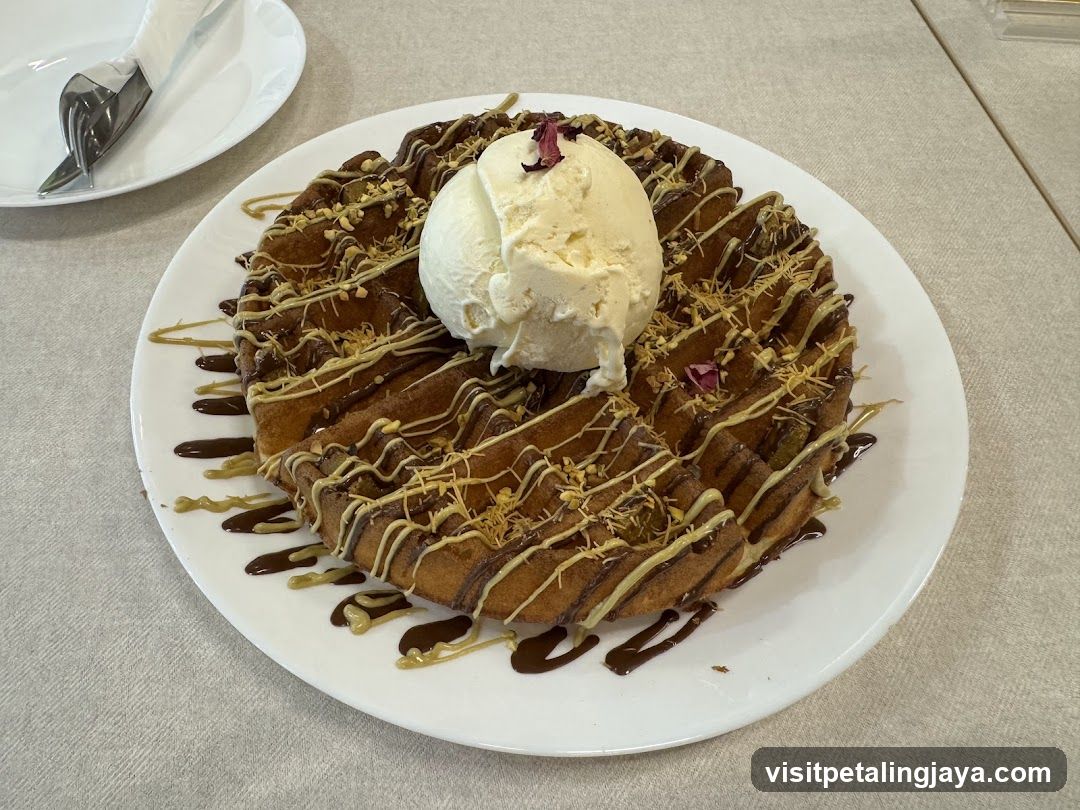 Waffle with Ice Cream and Drizzle