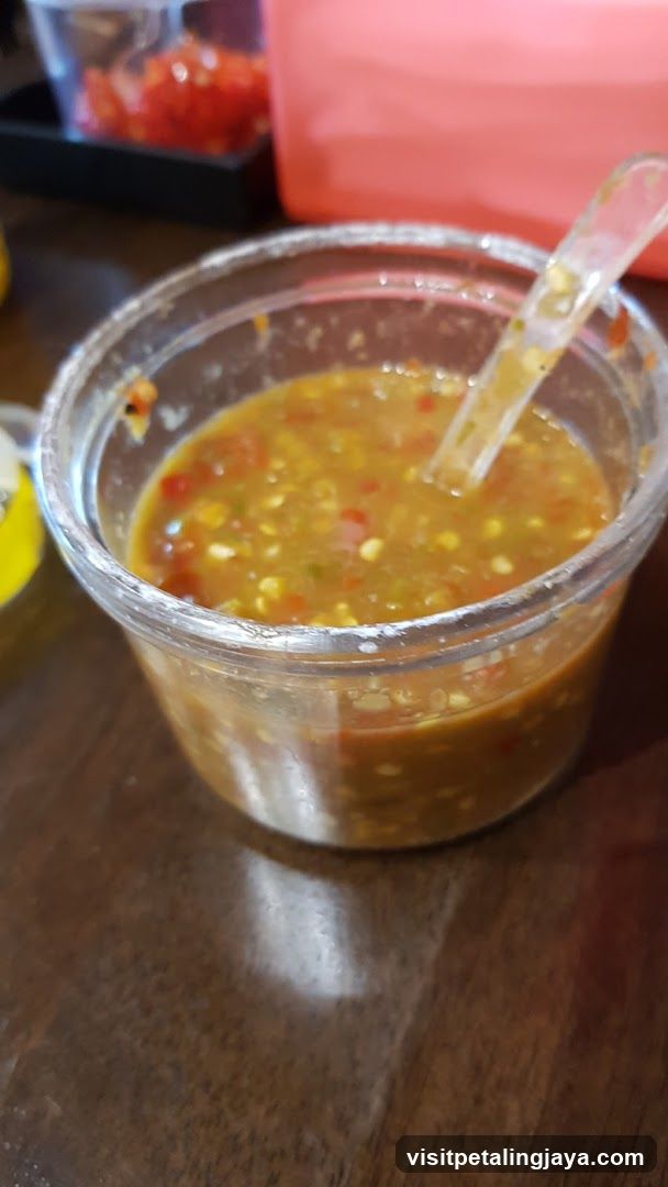Sauce in plastic container