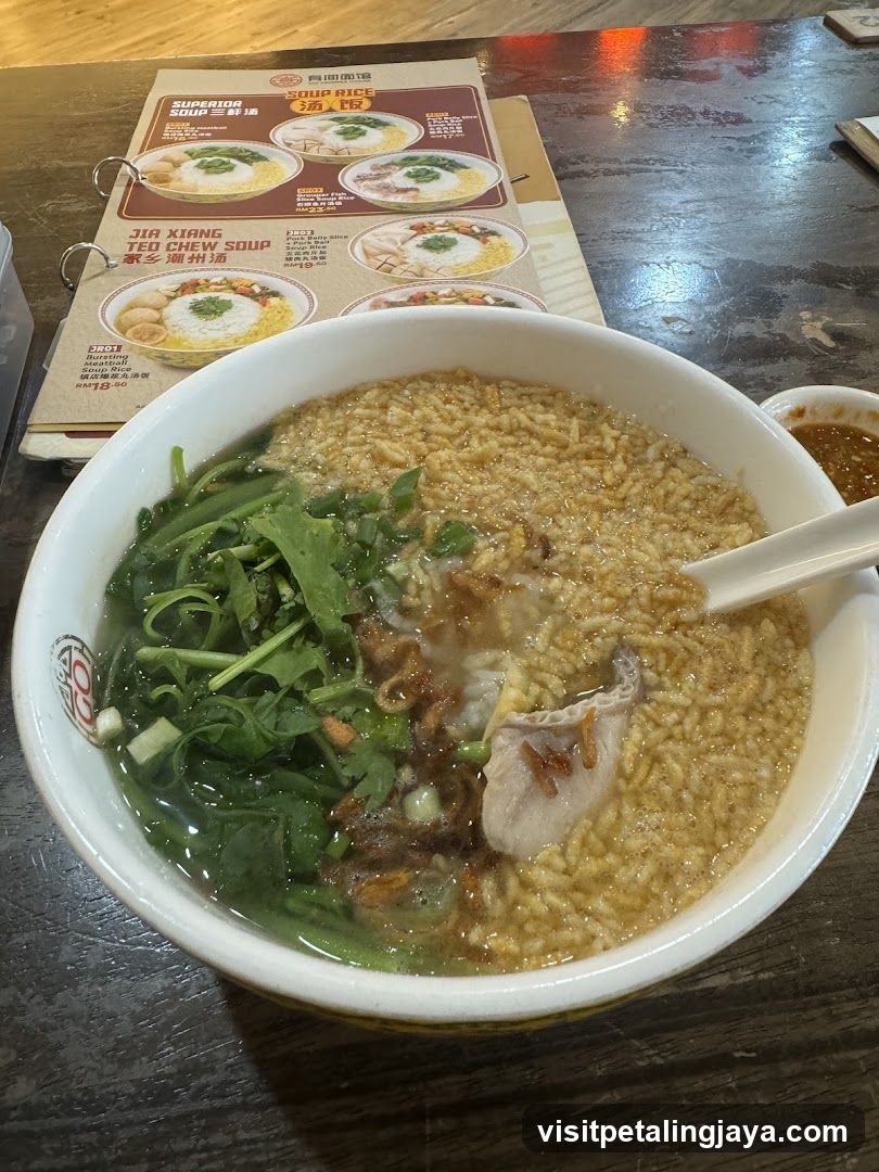 Bowl of Soup Rice with Greens