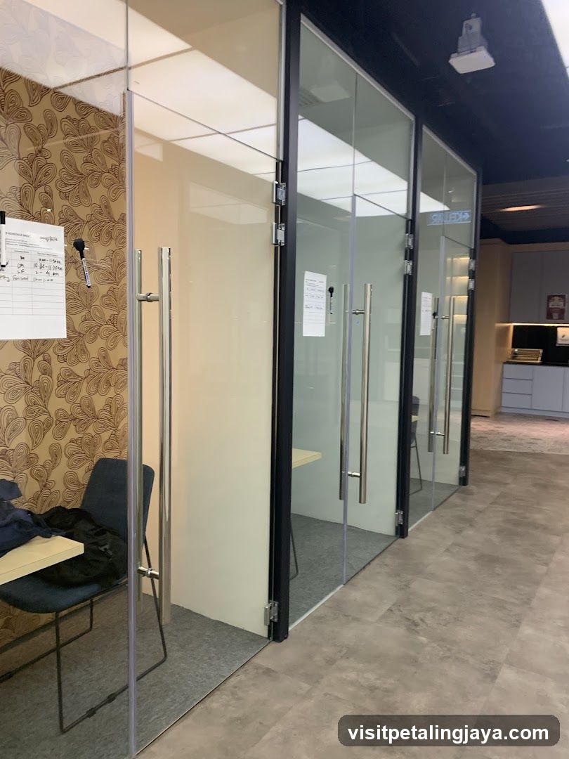 Office Interior with Glass Partition Doors
