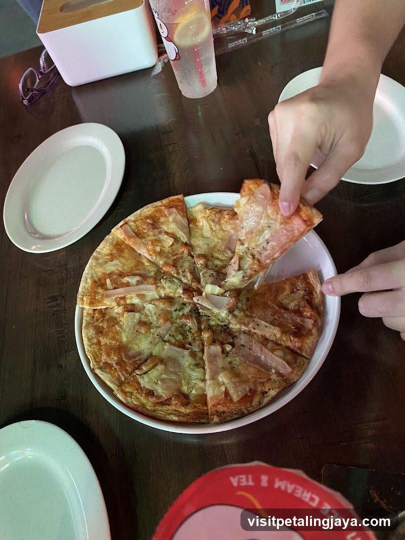 Pizza at a restaurant table