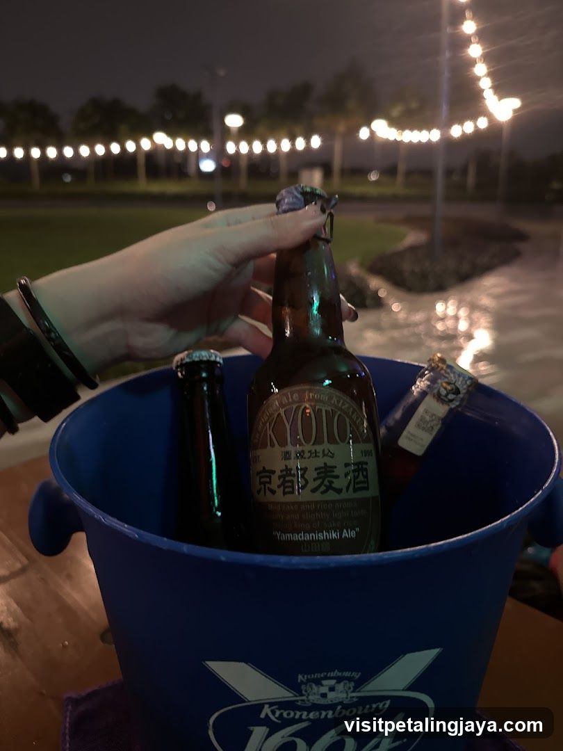 Beer in a bucket at night