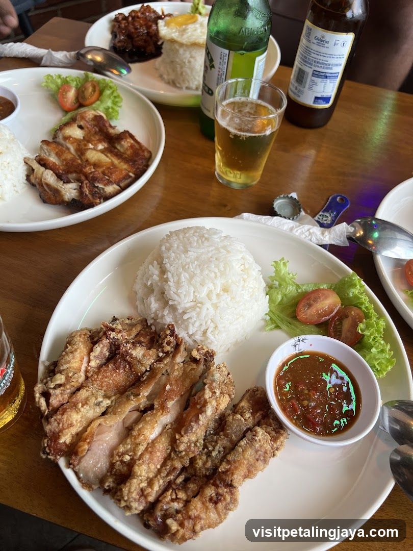 Fried Chicken Meal with Rice and Beer