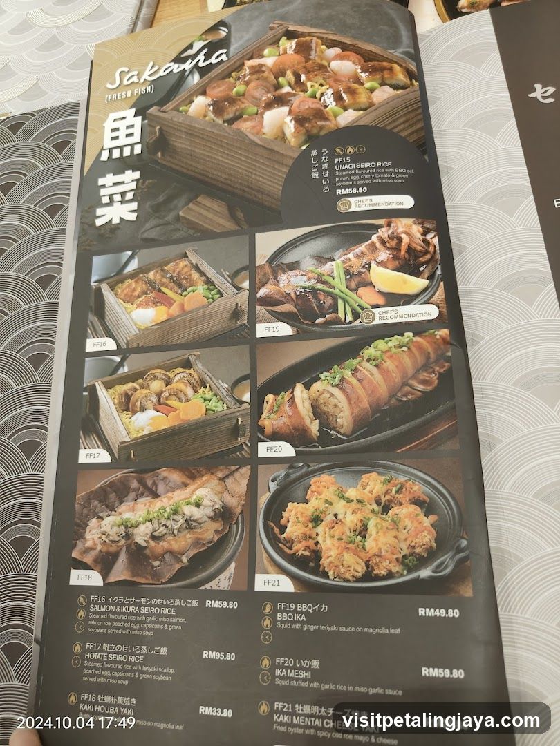 Sakura Fresh Fish Menu