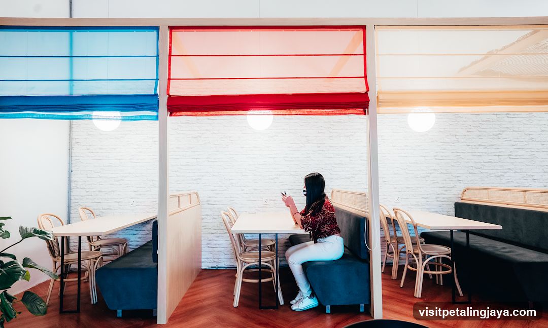 Interior Cafe with Colorful Curtains