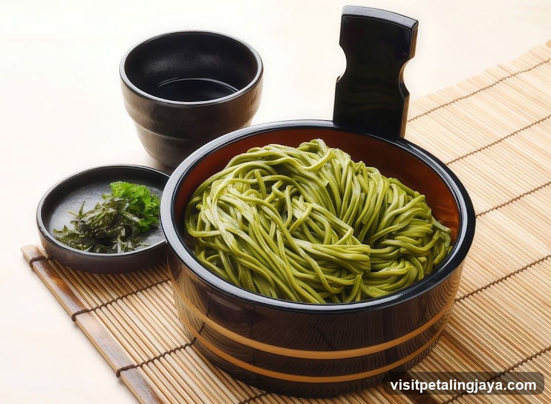 Matcha Noodles with Garnish