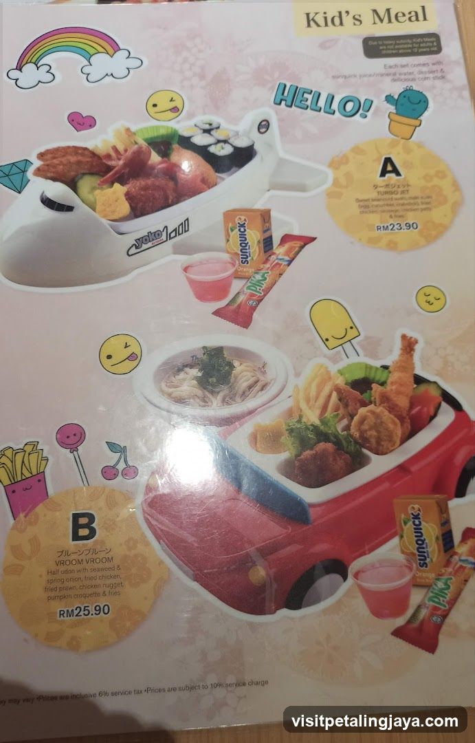 Kid's Meal Menu Page