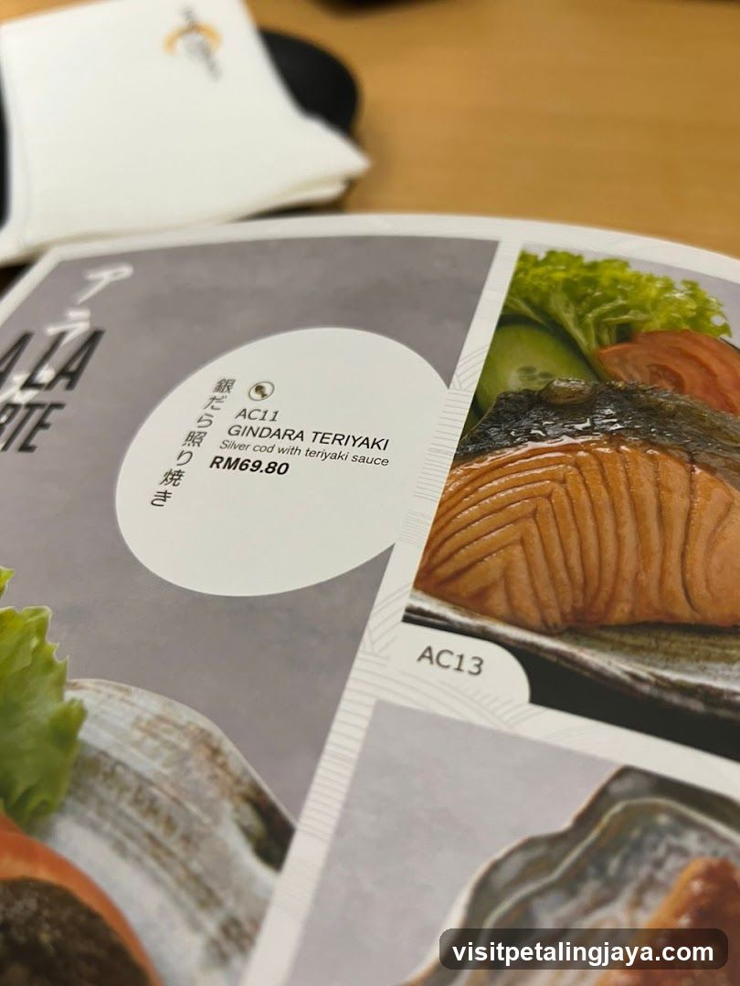 Gindara Teriyaki Menu Page
