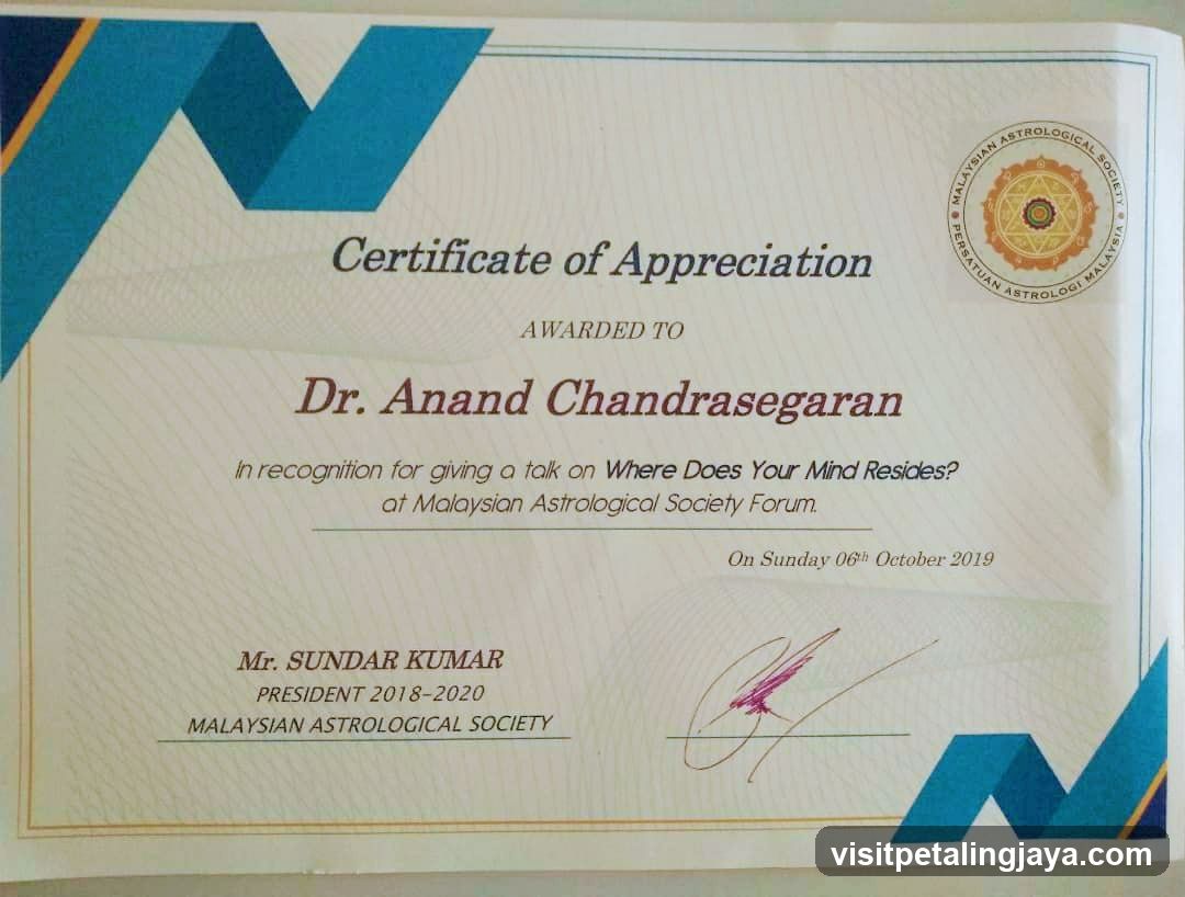 Certificate of Appreciation