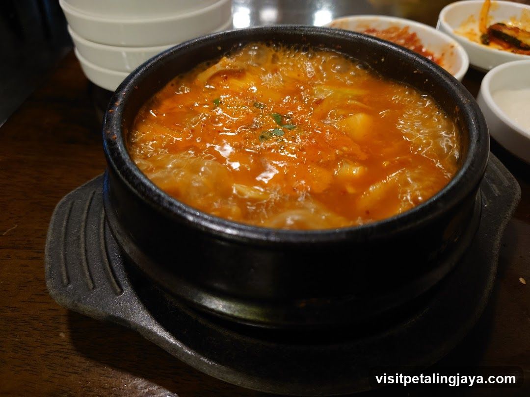 Spicy Korean Soup in Stone Bowl
