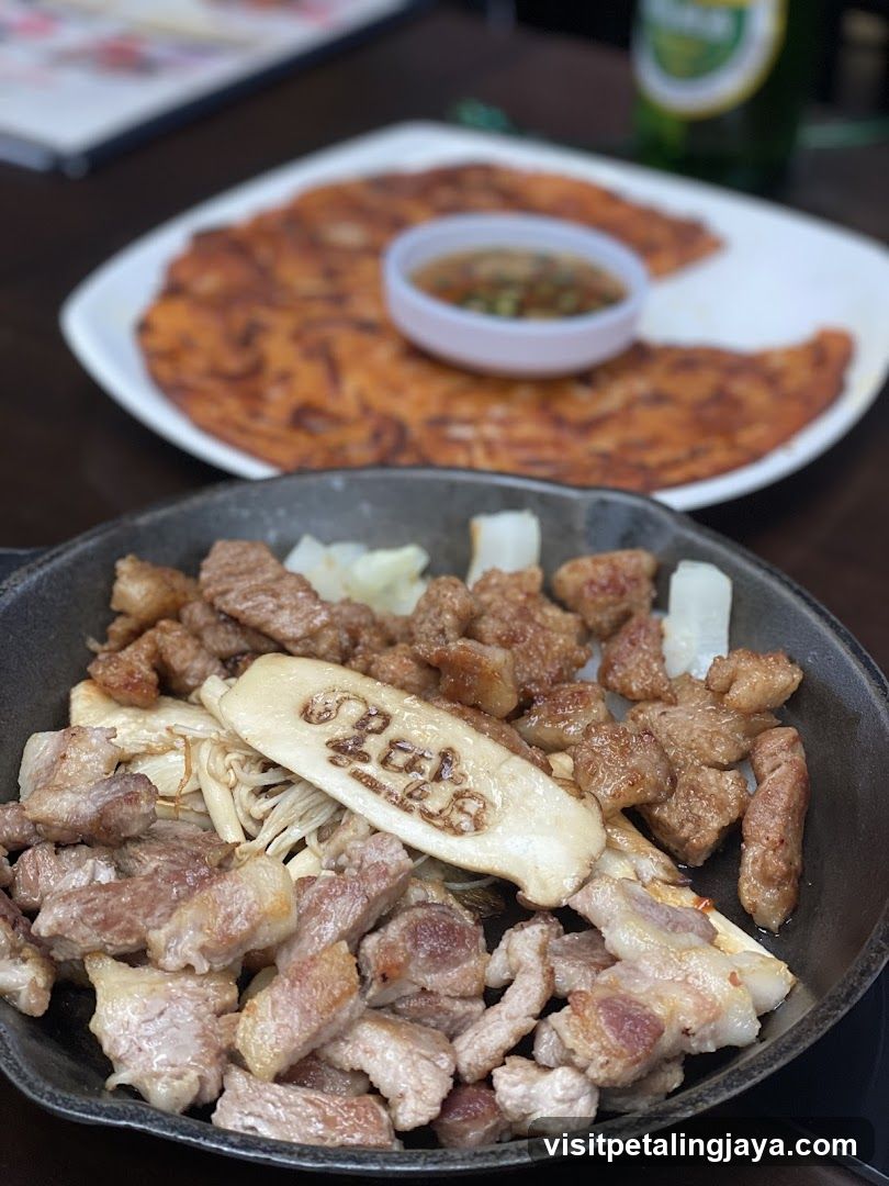 Korean-style meat and pancake meal