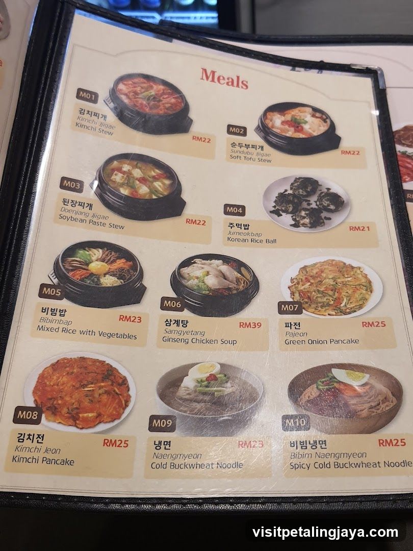 Korean Cuisine Menu