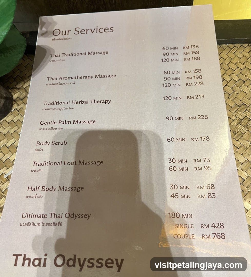Thai Odyssey Menu