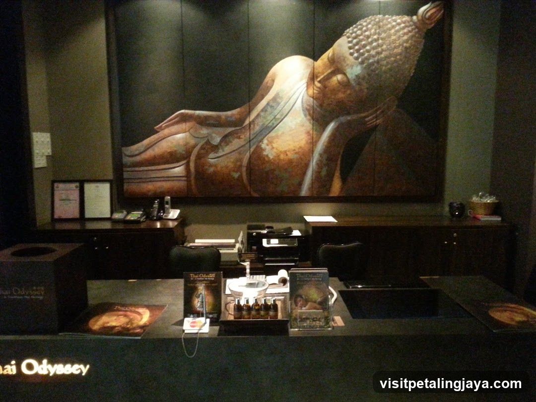 Reception Area with Buddha Artwork
