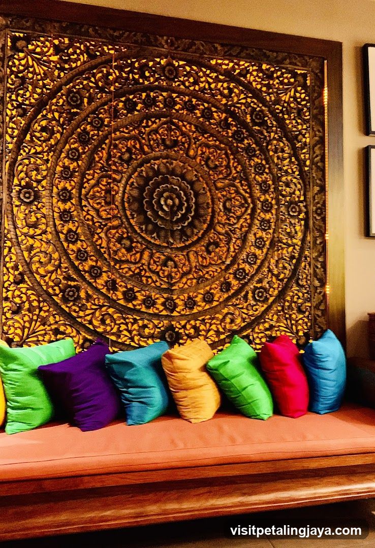 Decorative Mandala Wall Art with Colorful Pillows