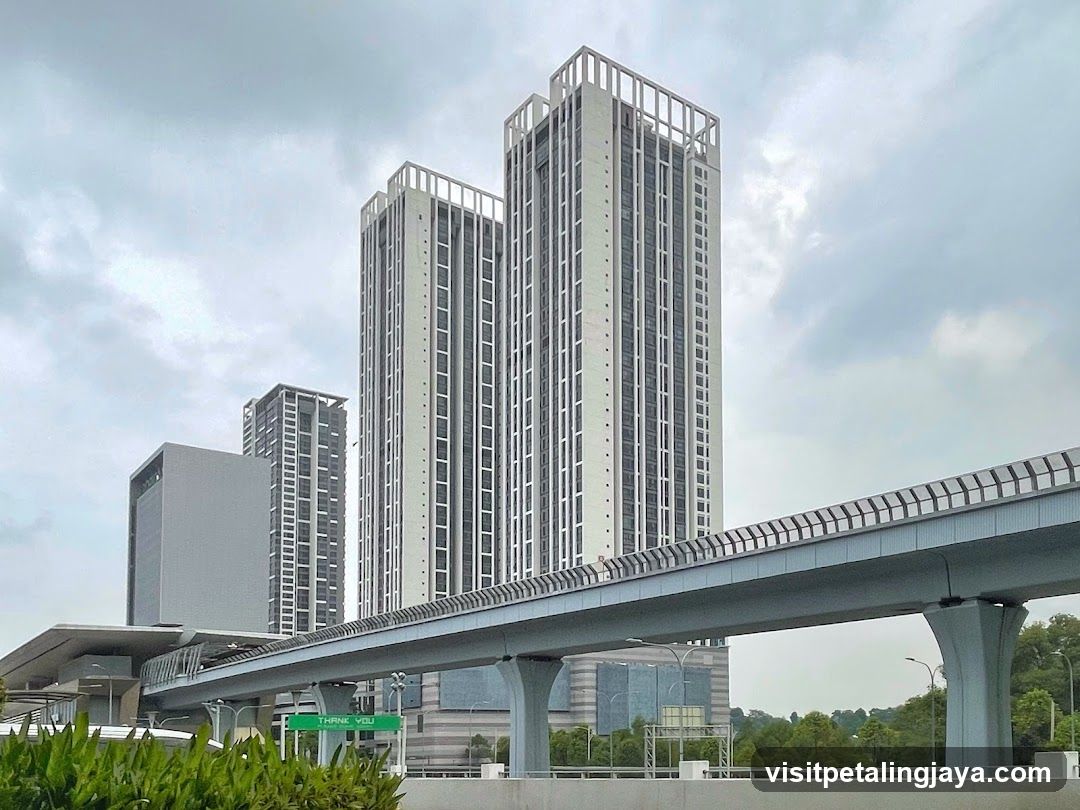 High-rise buildings with elevated track