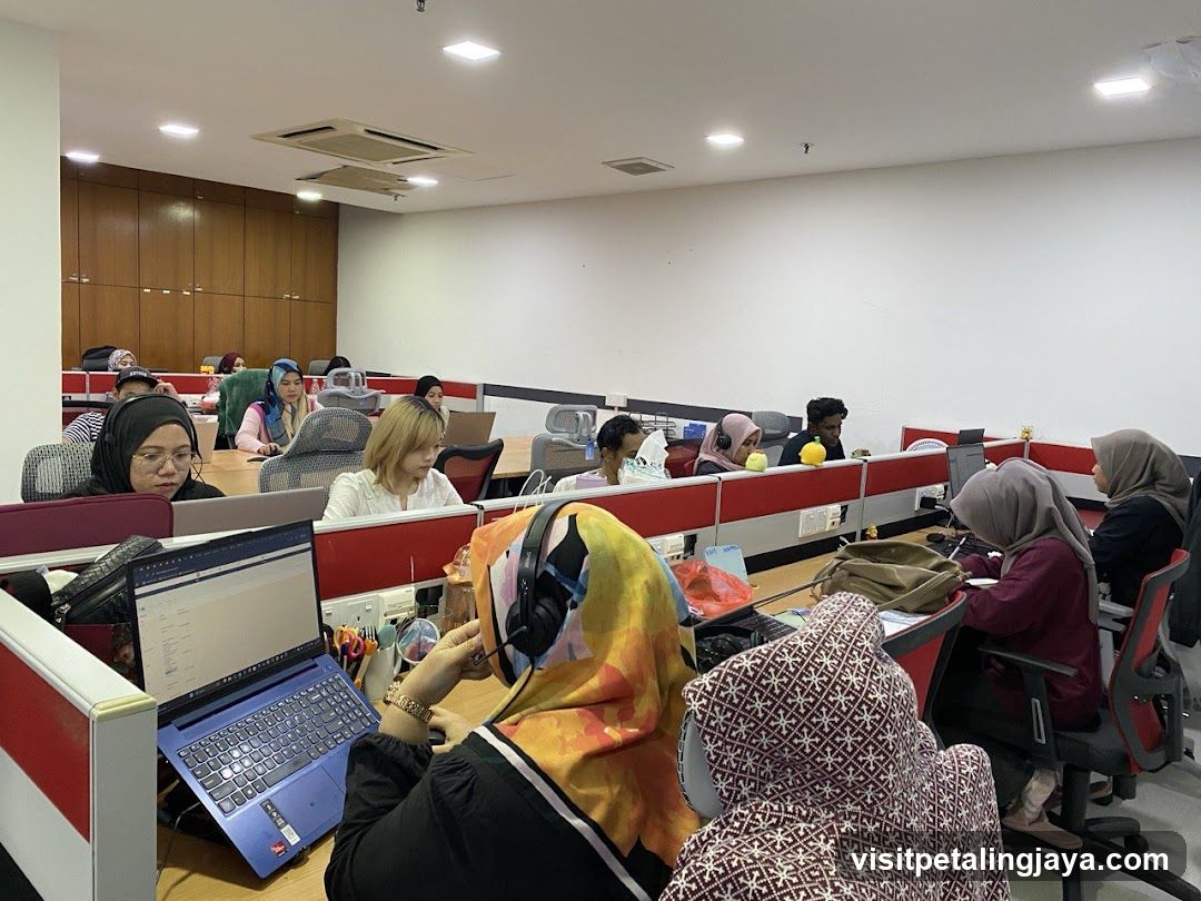 Office Workspace with Workers