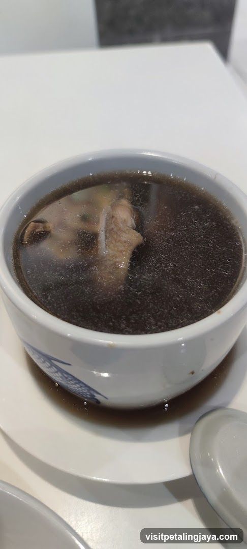 Bowl of Dark Soup with Meat
