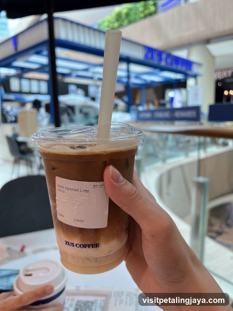 Iced Coffee in Mall Setting