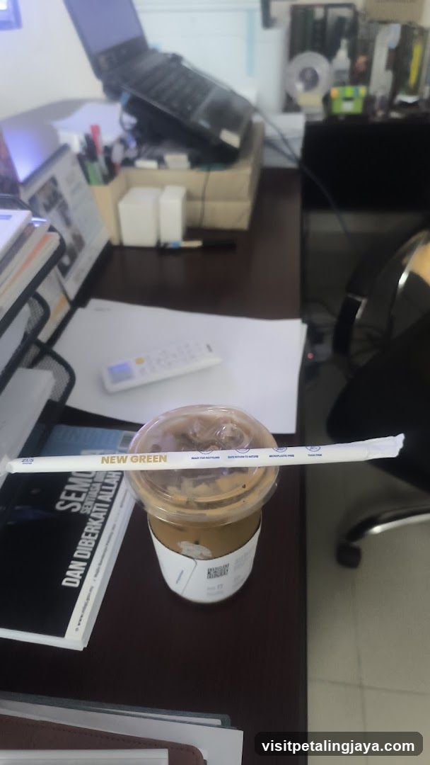 Office Desk with Iced Coffee