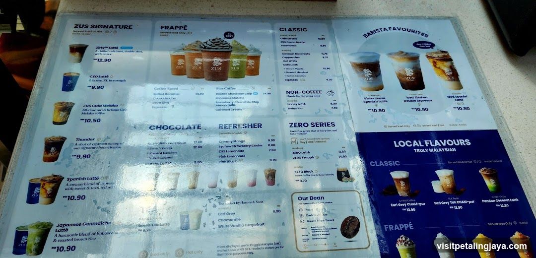 ZUS Coffee Menu Board