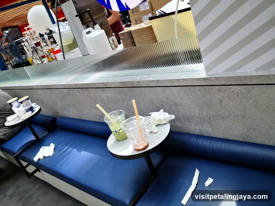Blue Booth with Drinks
