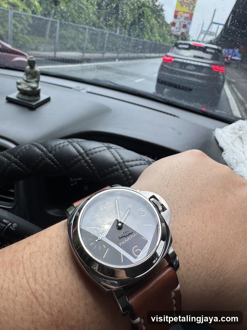 Watch on wrist in car interior