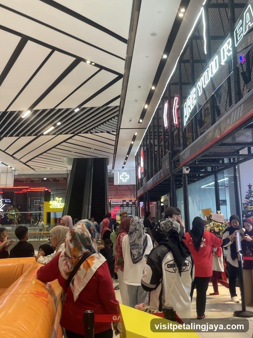 Crowded Mall Interior with Shop Entrance