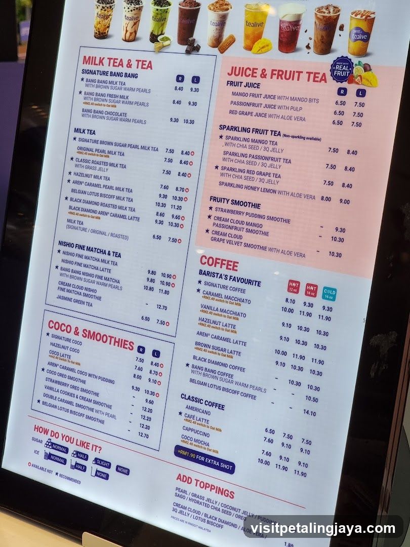 Milk Tea & Juice Menu Board
