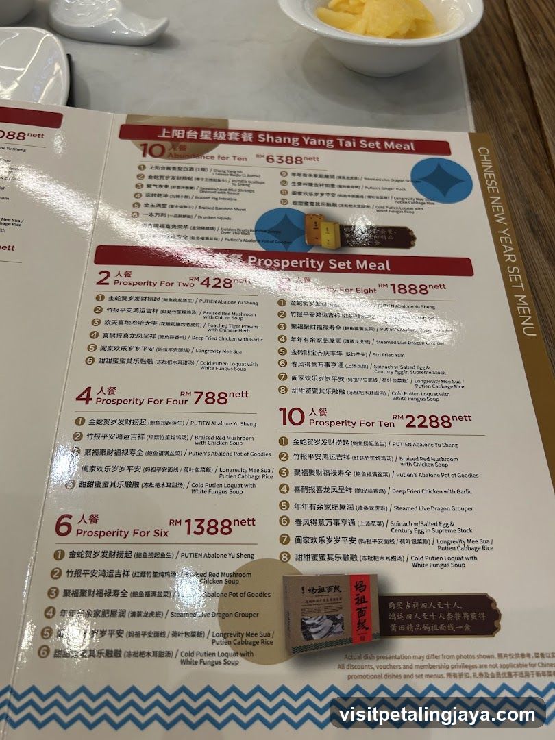Shang Yang Tai Set Meal Menu