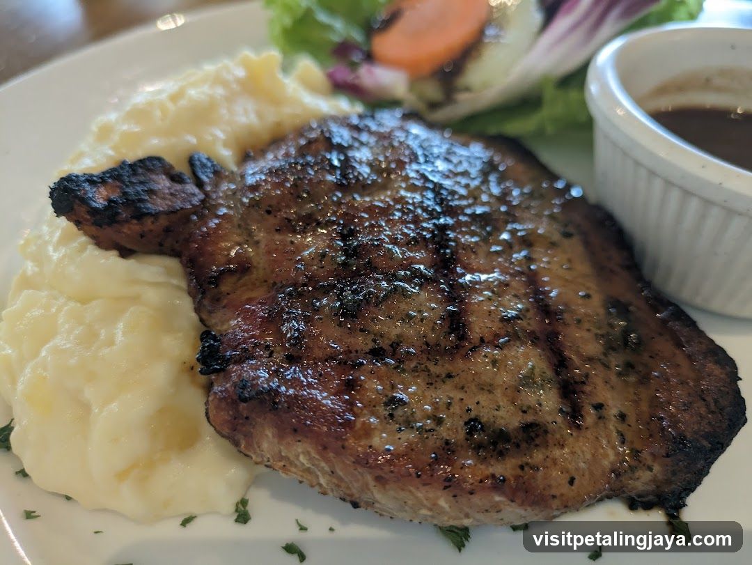 Grilled Steak with Mashed Potatoes and Salad