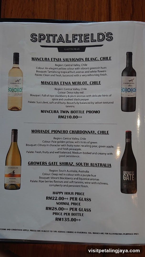 Spitalfield's Gastrobar Menu