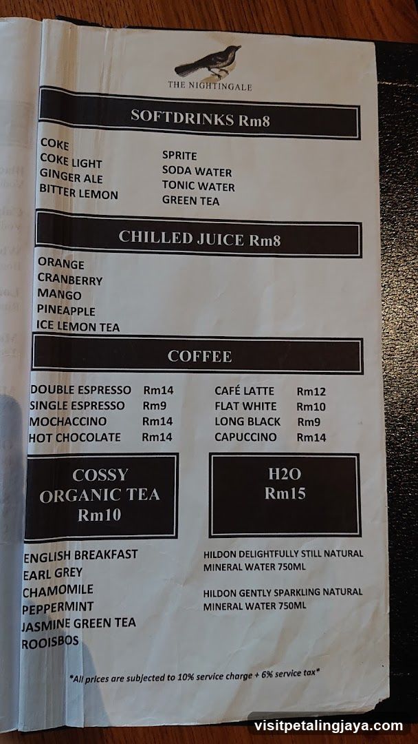 The Nightingale Menu