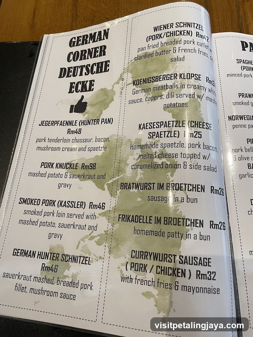 German Corner Menu