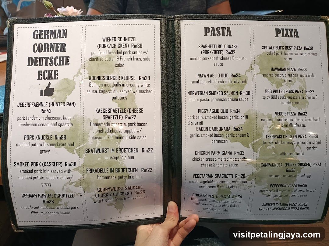 German Corner Deutsche Ecke Menu