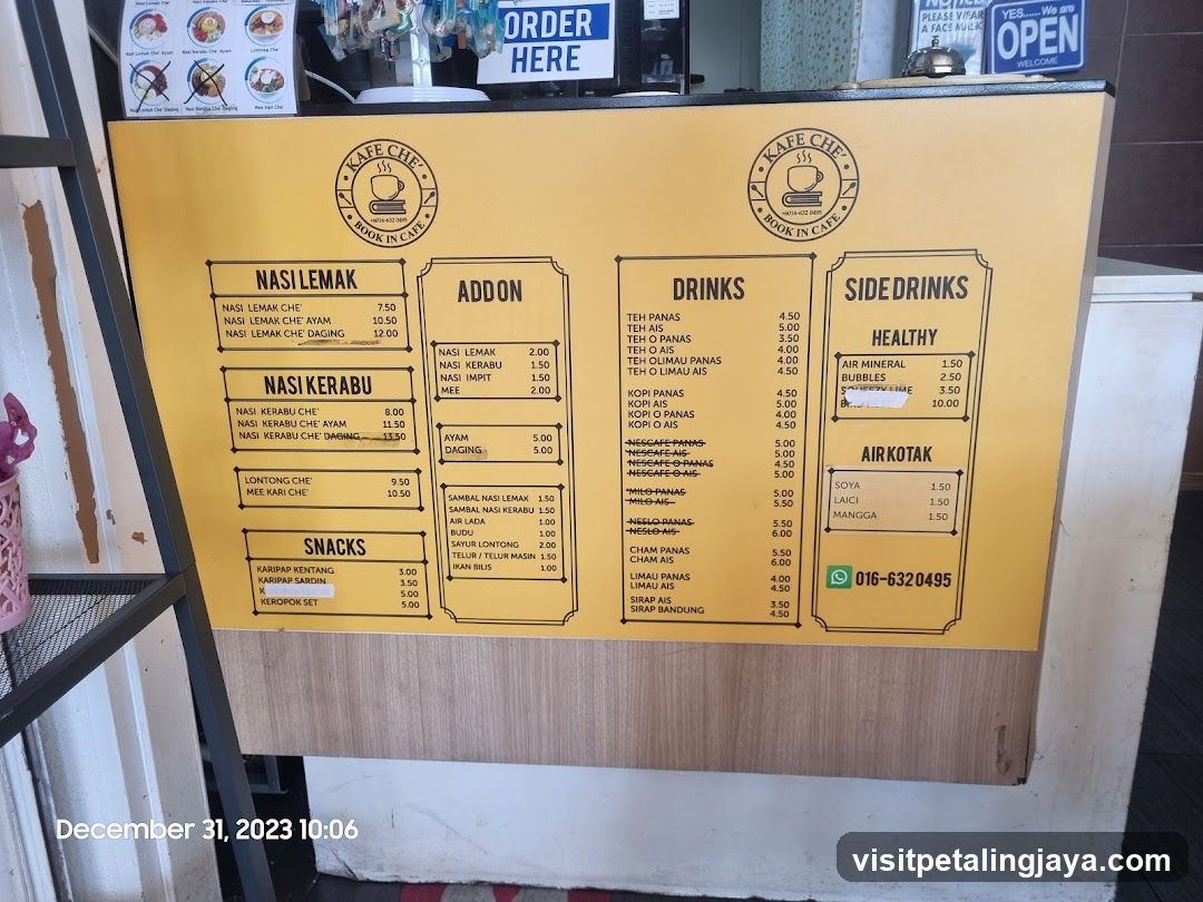Kafe Cheh Menu Board