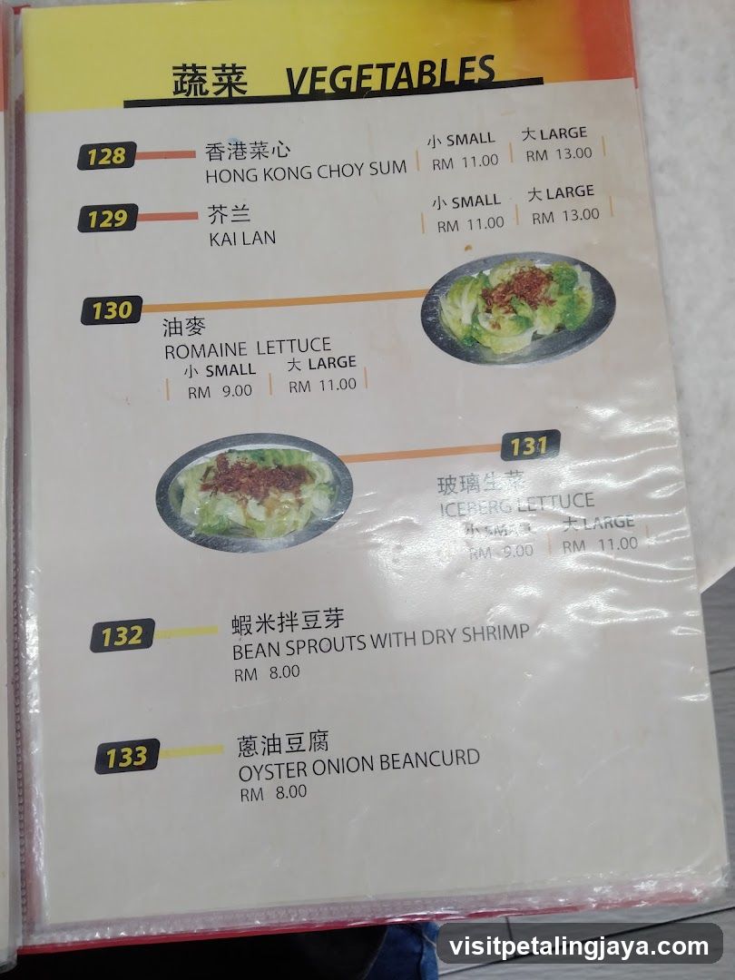 Vegetables Menu Page