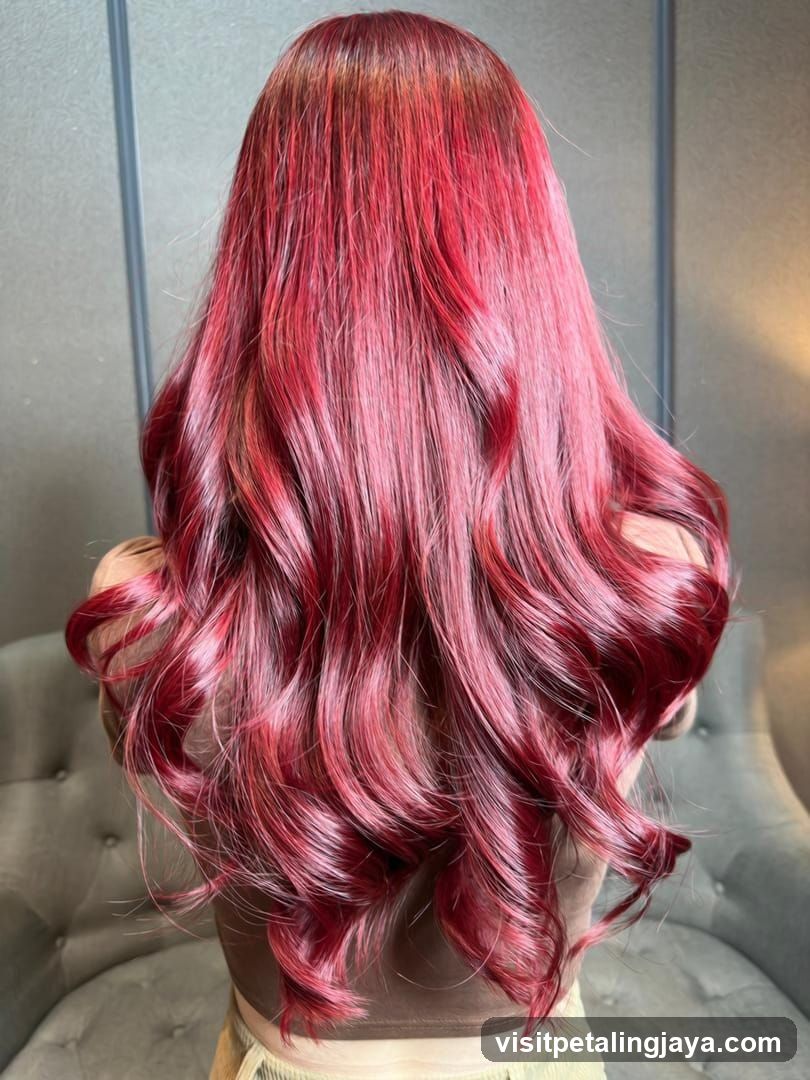 Red Wavy Hair Back View