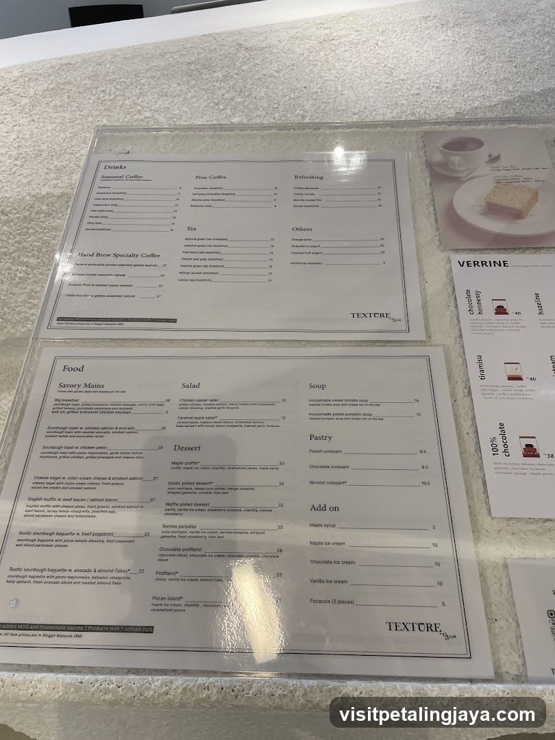Texture Coffee Menu